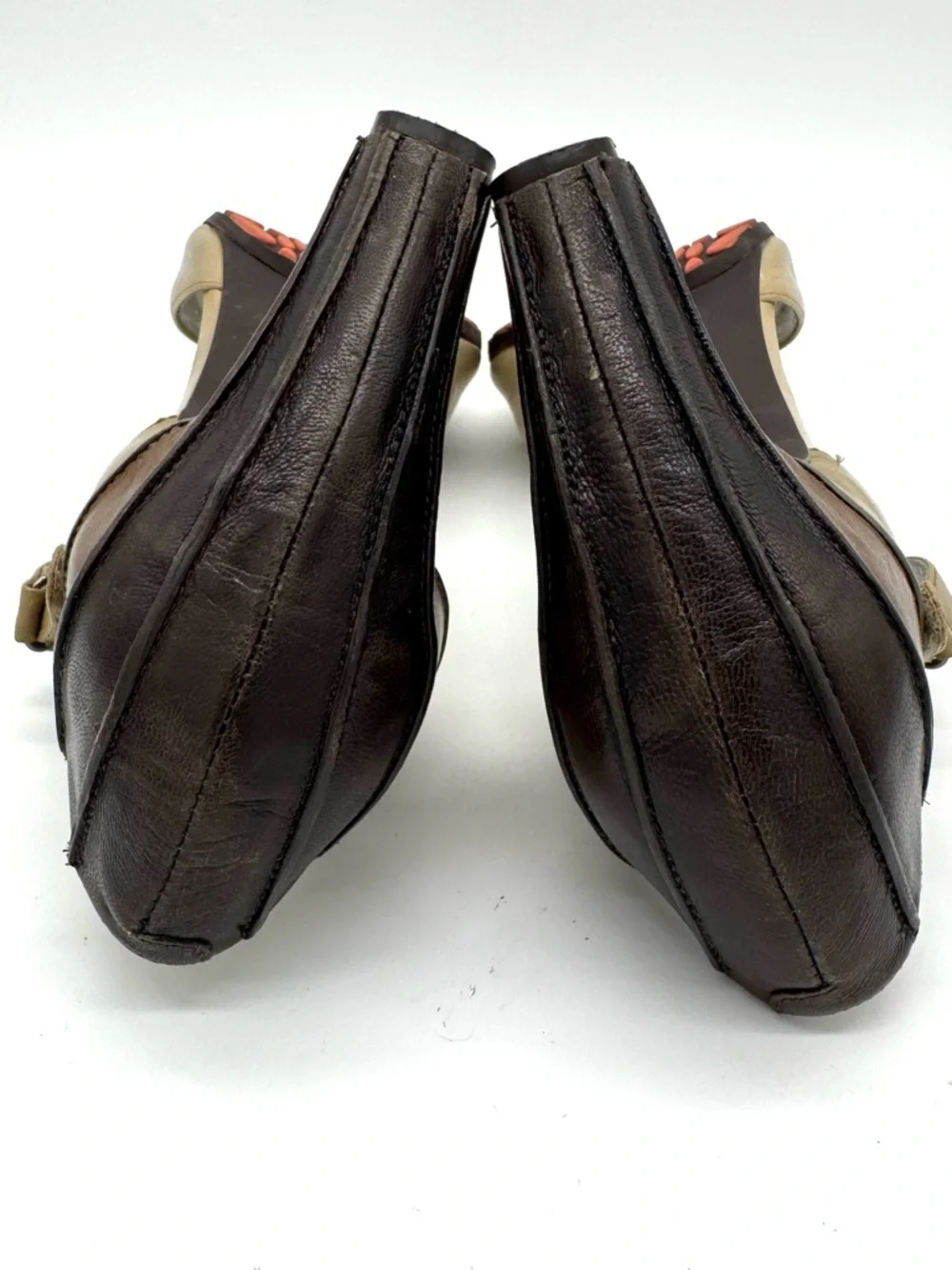 Tsubo SHALA Leather Open Toe Mary Jane Heels Sz 9 brown tan